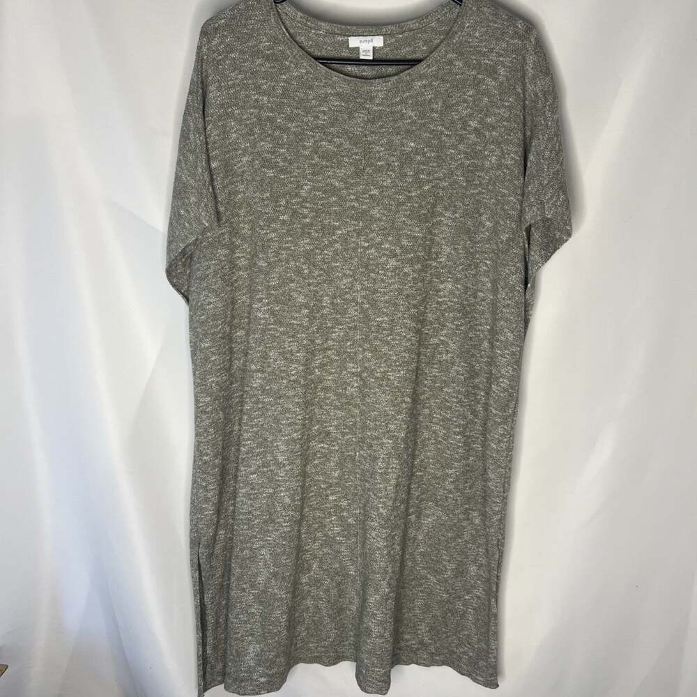 J. Jill Pure Jill Heather Green Short Sleeve Knit Dress 1X Cap Sleeve